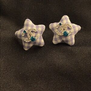Star-Shaped Kids Earrings - Purple and White